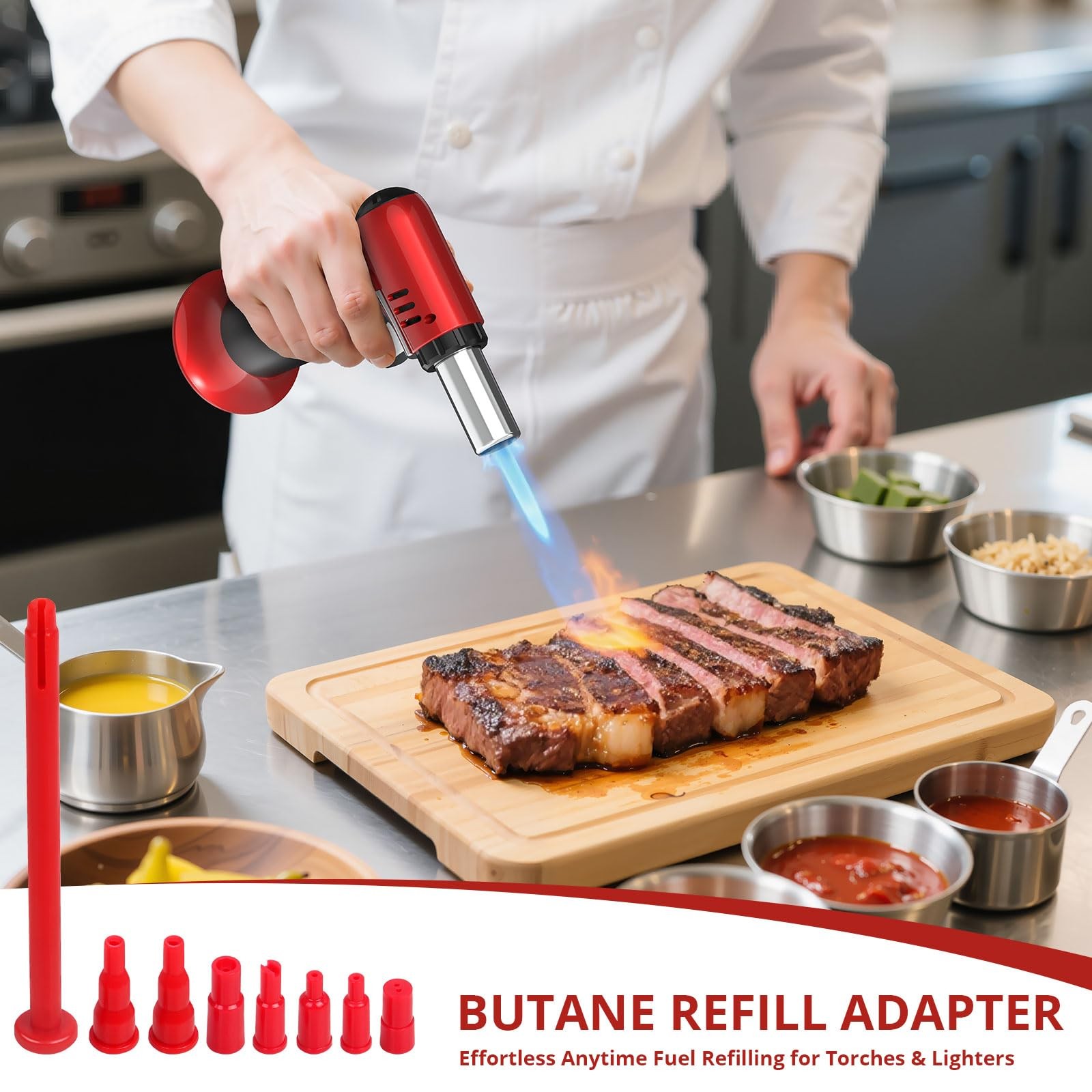 Butane Tank Adapter 3Sets Butane Nozzle Tips Lighter and Torch Refill or Release