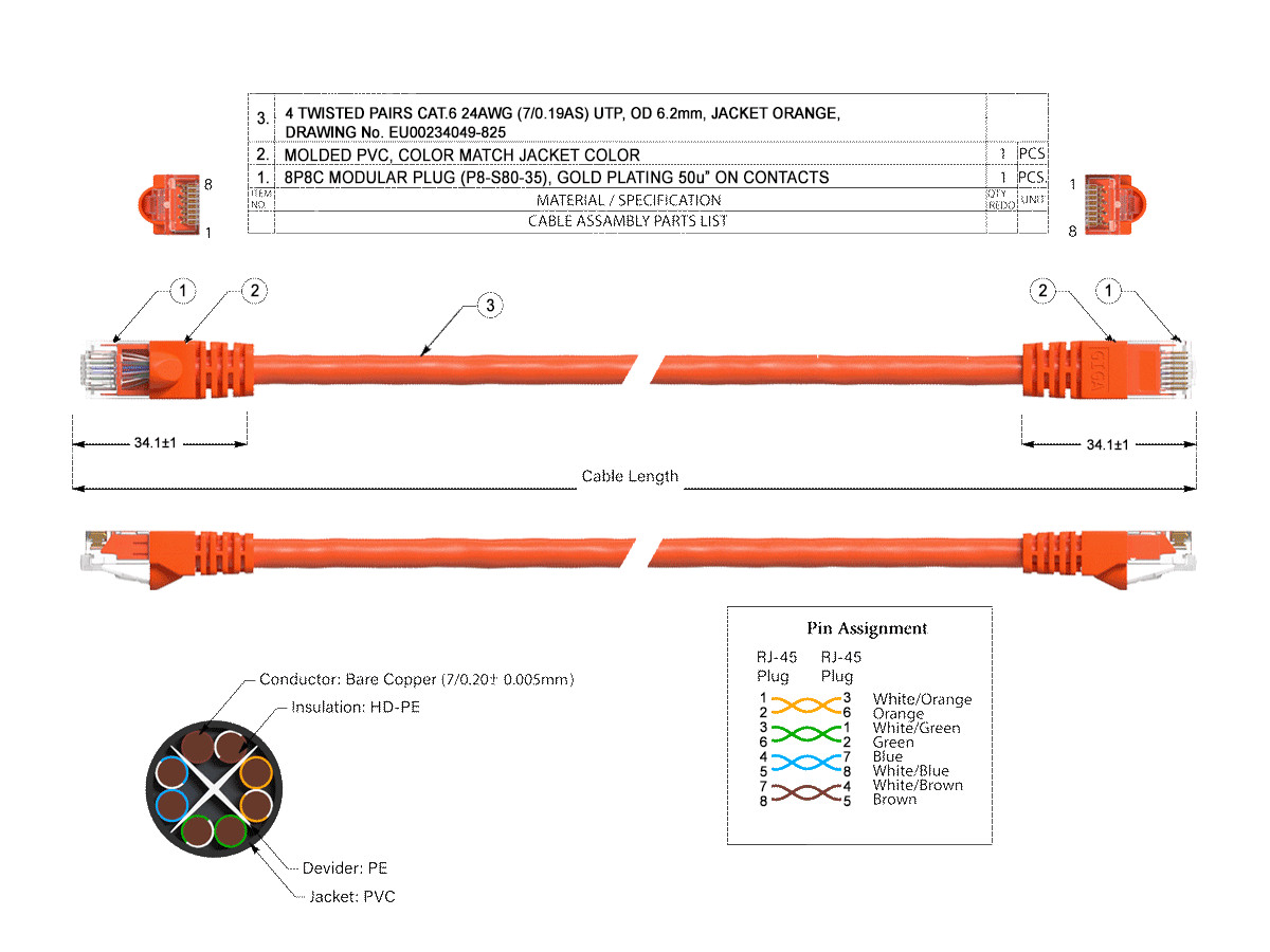 50ft Cat6 Crossover UTP Ethernet Network Patch Cable Snagless 24AWG Bare Copp...