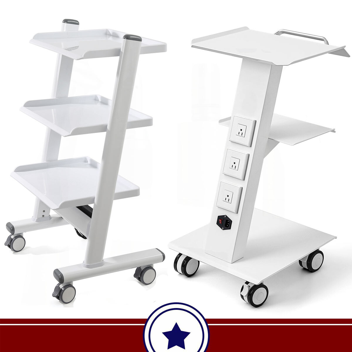 Medical Trolley Carros móviles de acero Trolley Dental Equipment Ruedas dobles