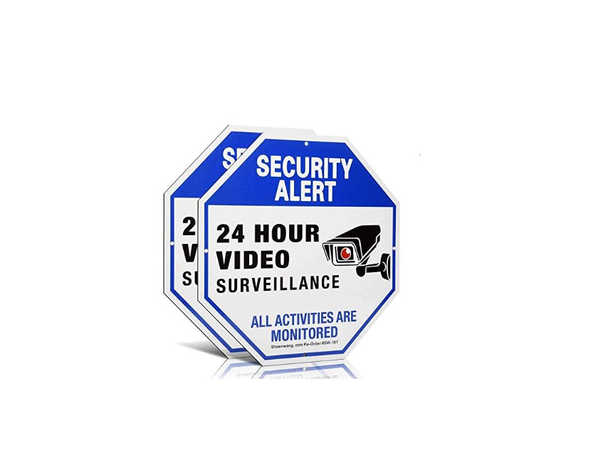2-Pack Security Camera Sign, Video Surveillance Signs Outdoor, UV Printed 40 Mil