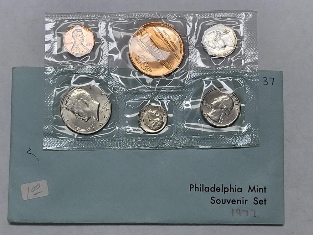 1977 P PHILADELPHIA MINT Souvenir Set 5 Coins and Medal Original MINT holder UNC