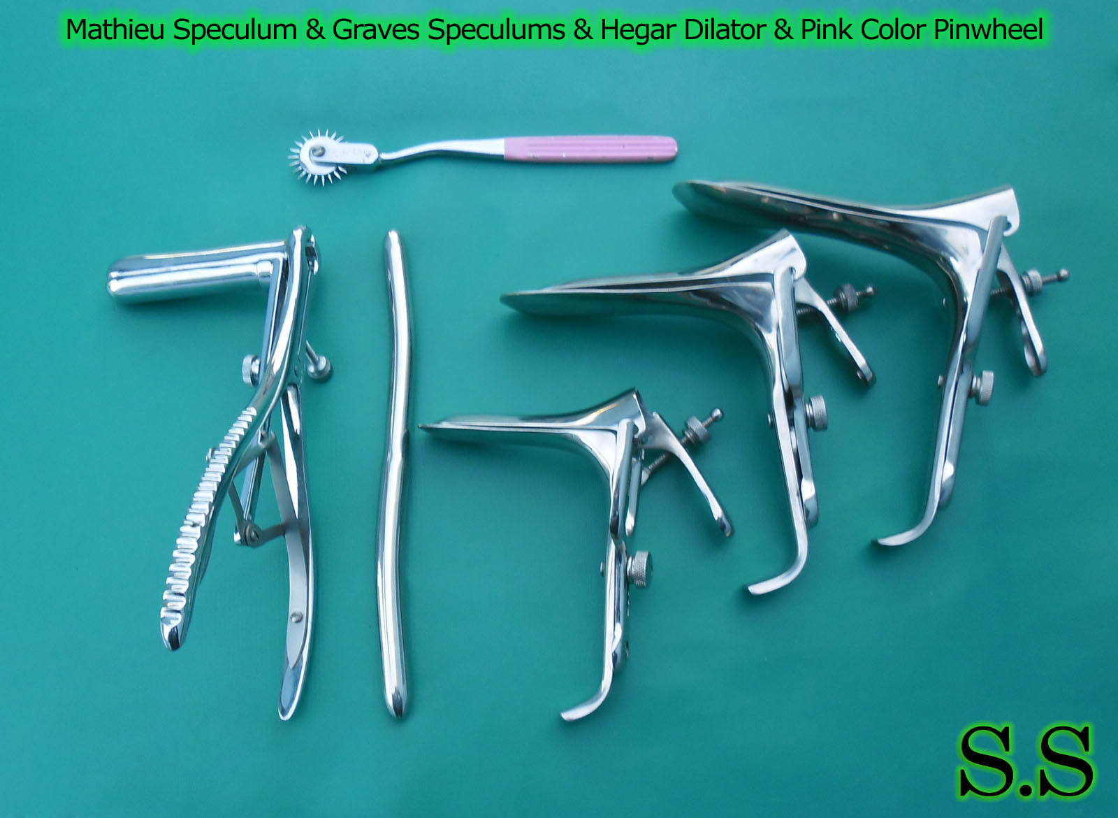 Mathieu Speculum Graves Hegar Dilator Sound  Pink Pin wheel