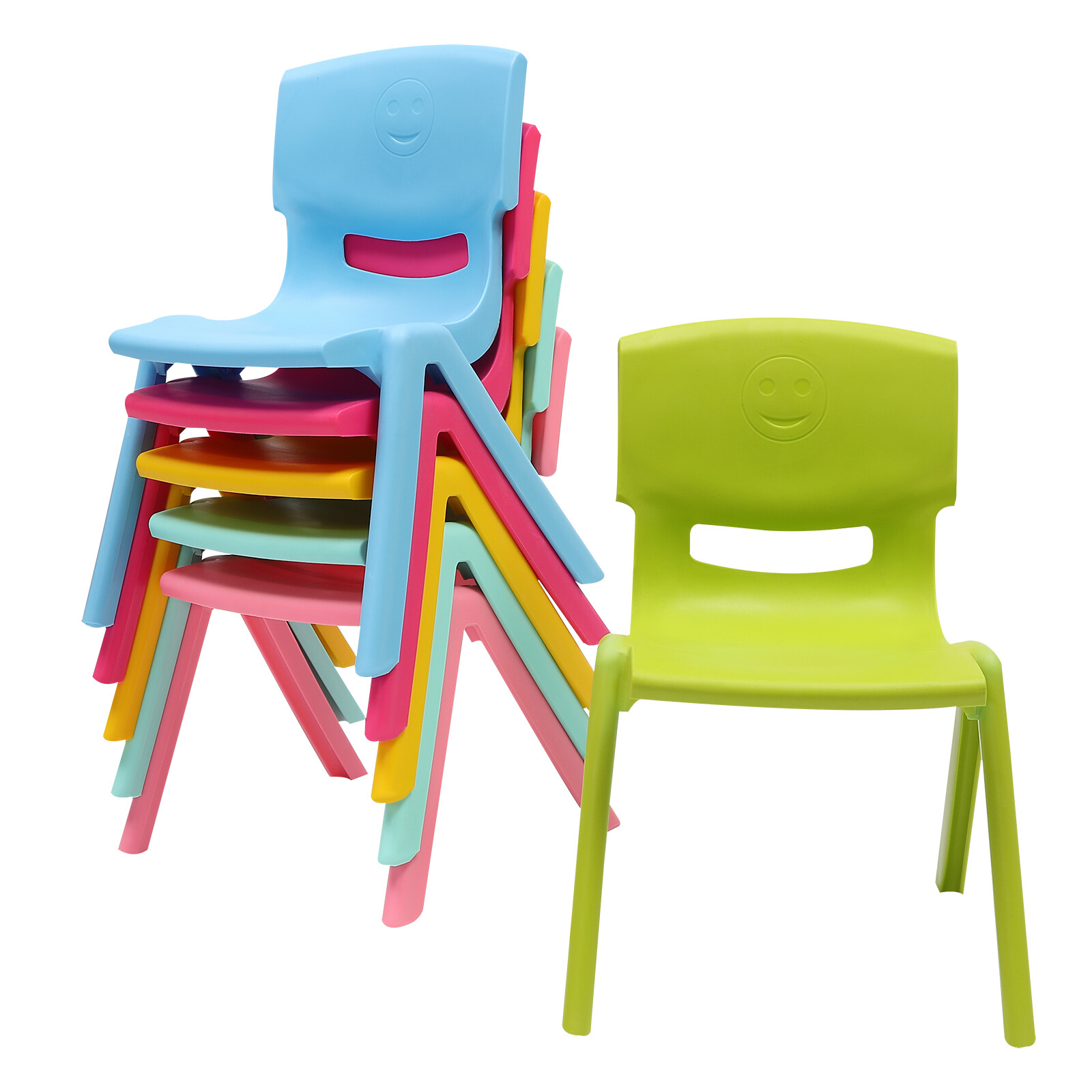 6PCS Kids Stackable Chairs, 11in Height, 220lb Capacity, for Classroom Daycare