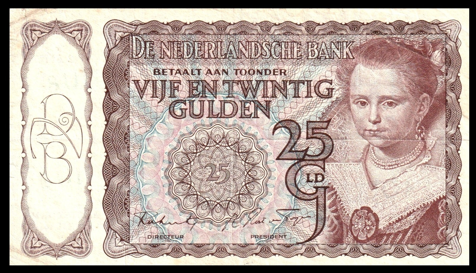 🇳🇱  NETHERLANDS 25 GULDEN 1944 HET PRINSESJE II, P 60  BANKNOTE