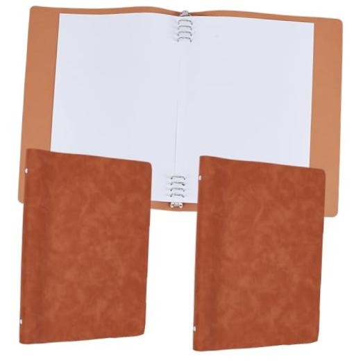 2PCS A4 PU Leather 6 Ring Binder Covers 9.5 x 12.6 Inch Portfolio Chocolate