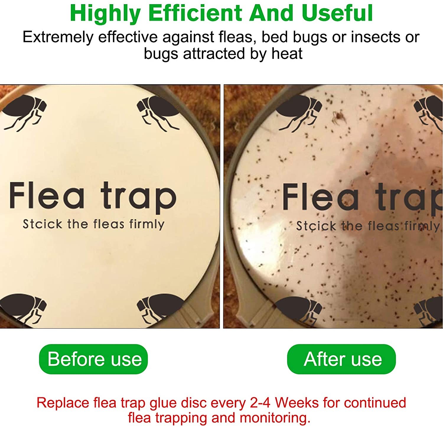 5 Pcs Flea Trap Refill Discs Replacement Glue Boards, 7.1 inch Sticky Pads