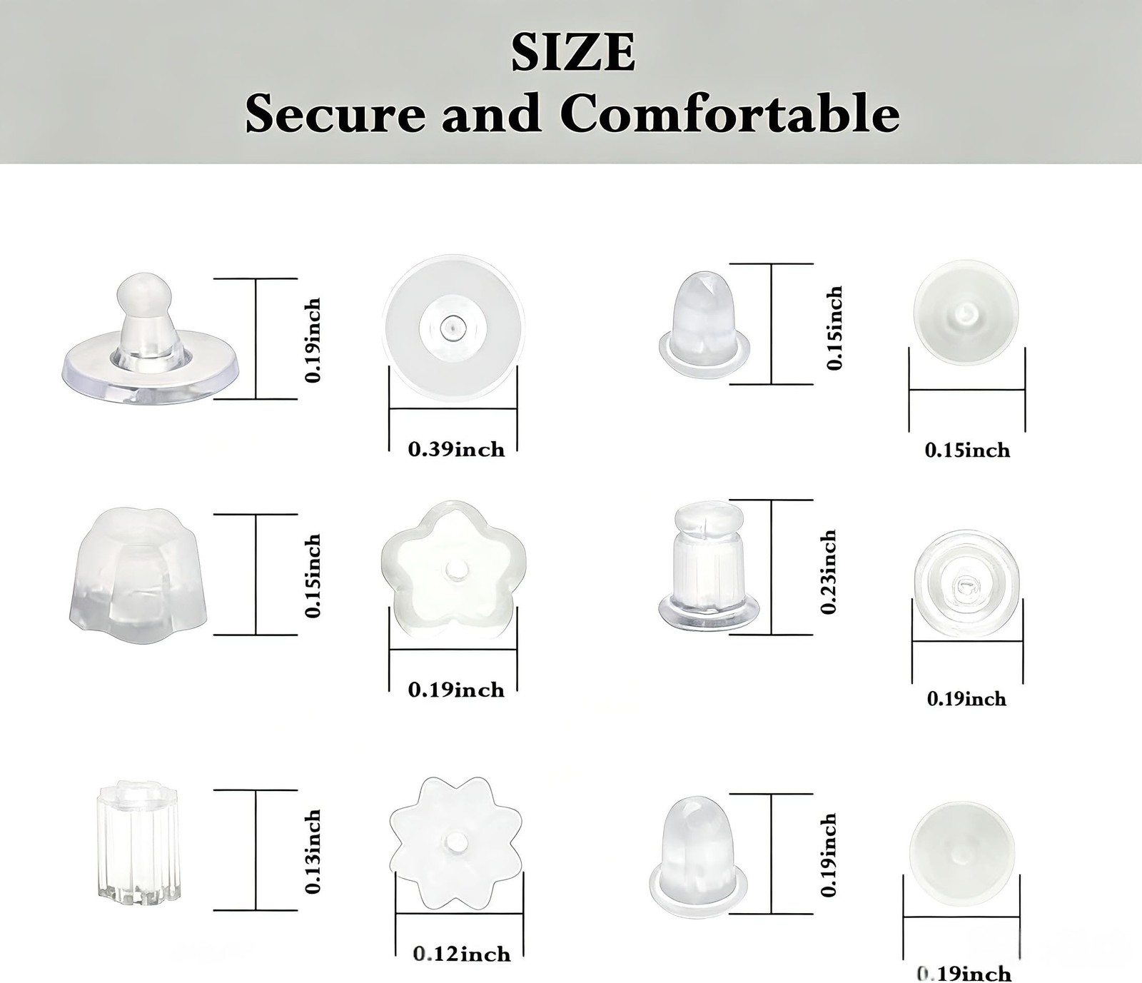 6 Styles 600Pcs Silicone Earring Backs Clear Soft Plastic Rubber Earring Backing