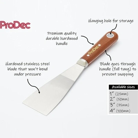 Professional Scale Tang Steel Paint Scrapers & Filling Knives 1"-4"