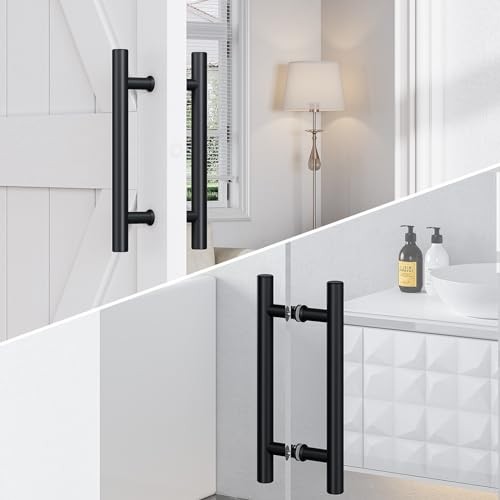 1'' Sliding Barn Door Handle, Double-Sided Set Pack | Push Pull 2 Black