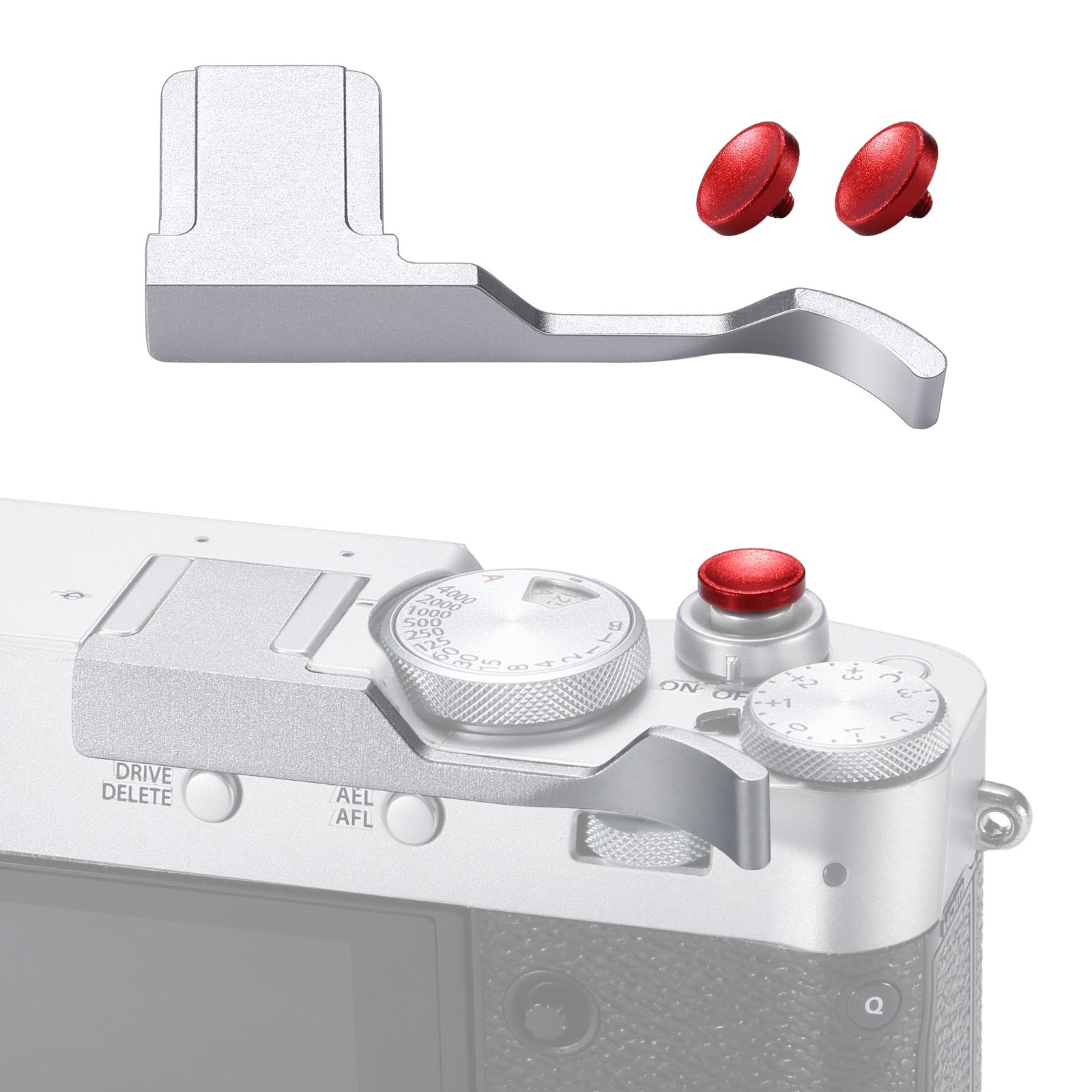 Thumb Grip with Hot Shoe Cover for Fujifilm X100V X100VI Accessories Kit Silver