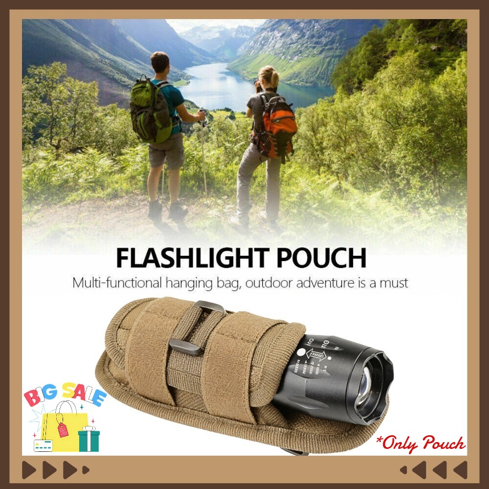 Tactical 360° Rotatable Flashlight Holder Khaki Waist Belt Bags Flashlight Pouch