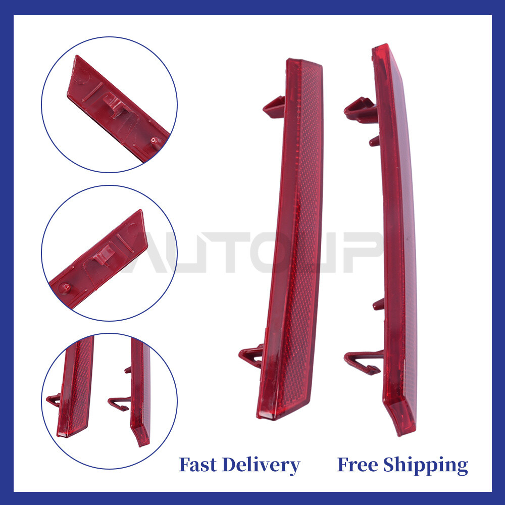 Pair Red Rear Bumper Lower Reflector Light Trim For Cadillac XTS 2013-2017
