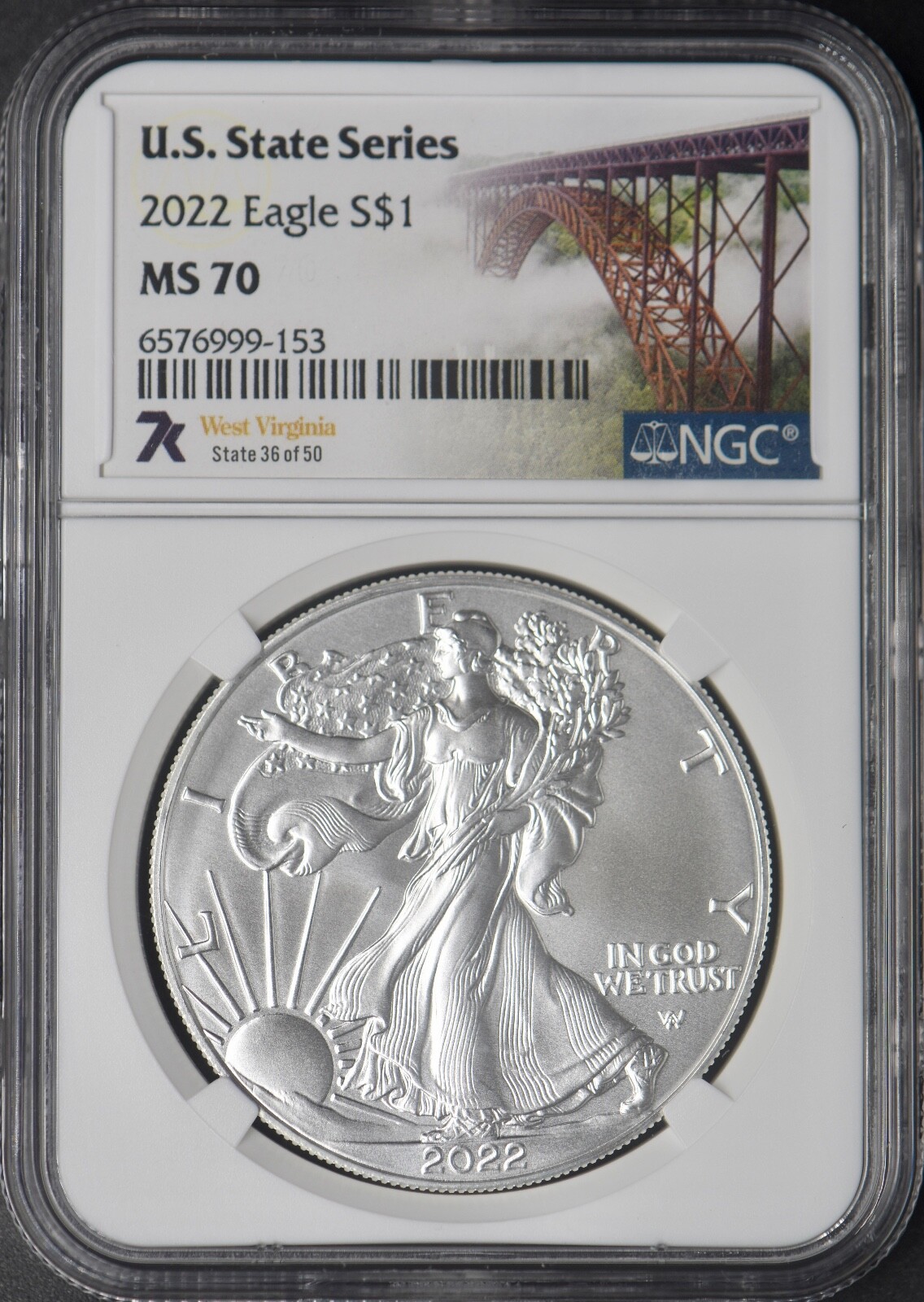 2022 American Silver Eagle - NGC MS70 - 7K West Virginia - ✪COINGIANTS✪
