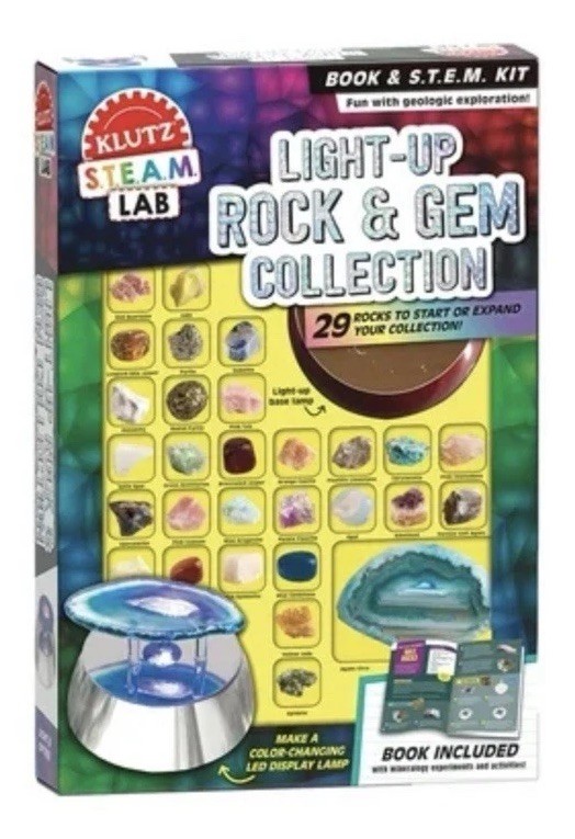 New Klutz Light-Up Rock & Gem Collection Kit With 29 Rocks Display Light