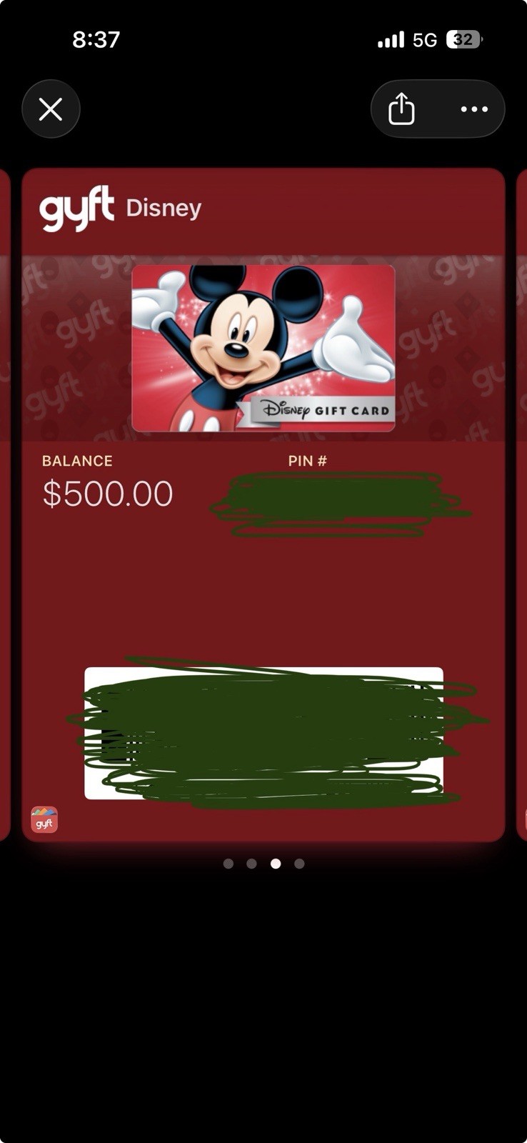 Disney Movies & Entertainment Gift Card $500 Value US-Nationwide No Expiration
