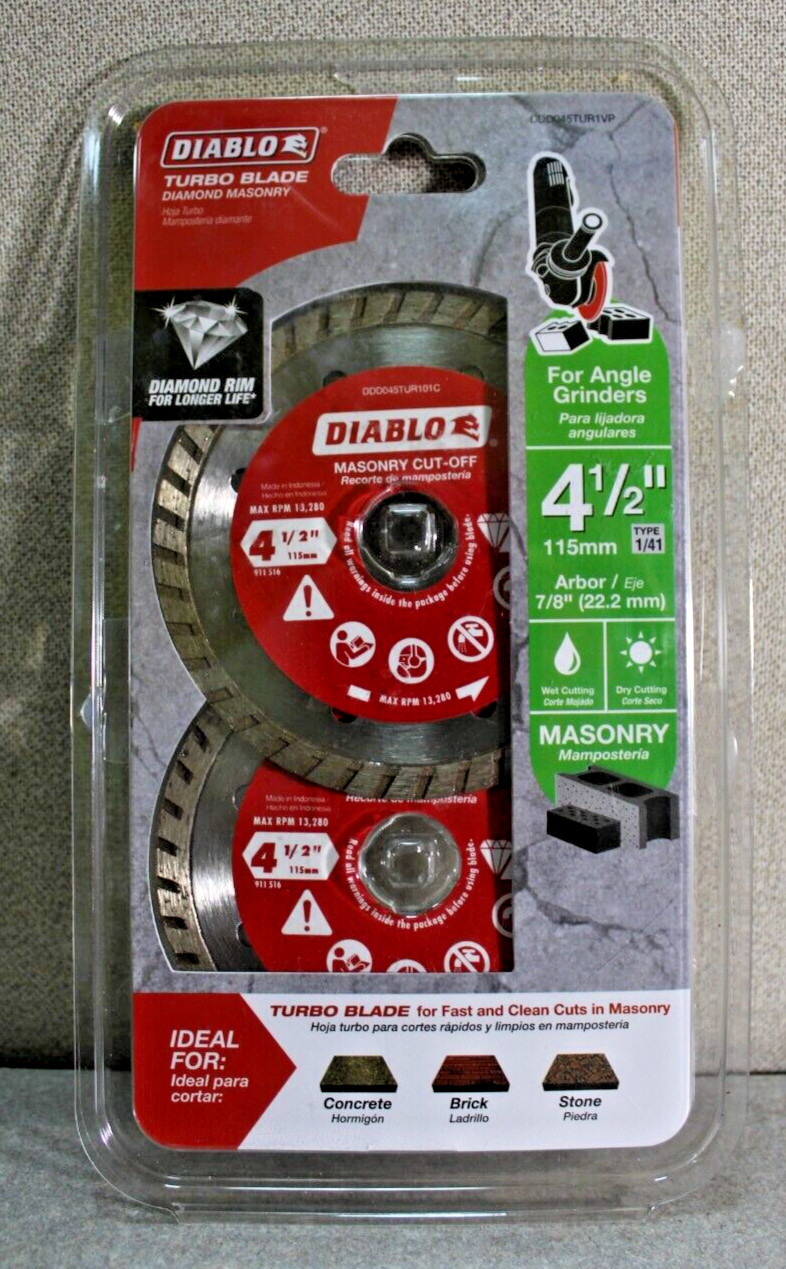 DIABLO 4-1/2 in. Turbo Rim Masonry Diamond Cut Off Blade Value Pack (2-Pack)