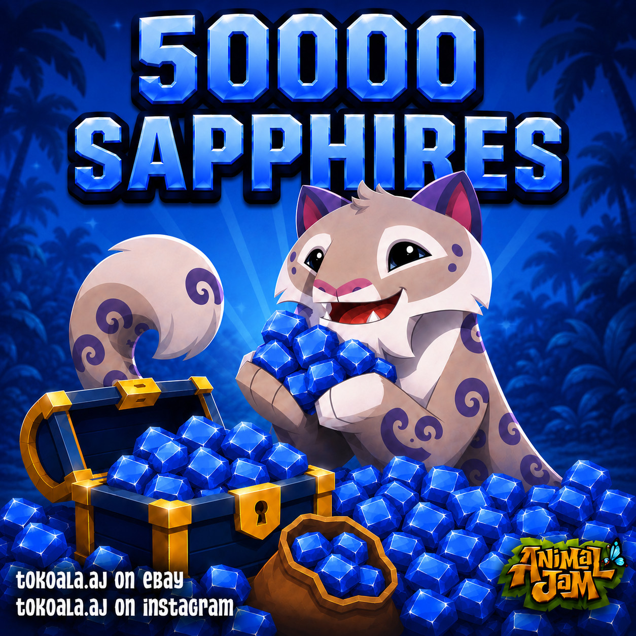 Animal Jam Play Wild AJPW 50000 Sapphires *READ DESCRIPTION*