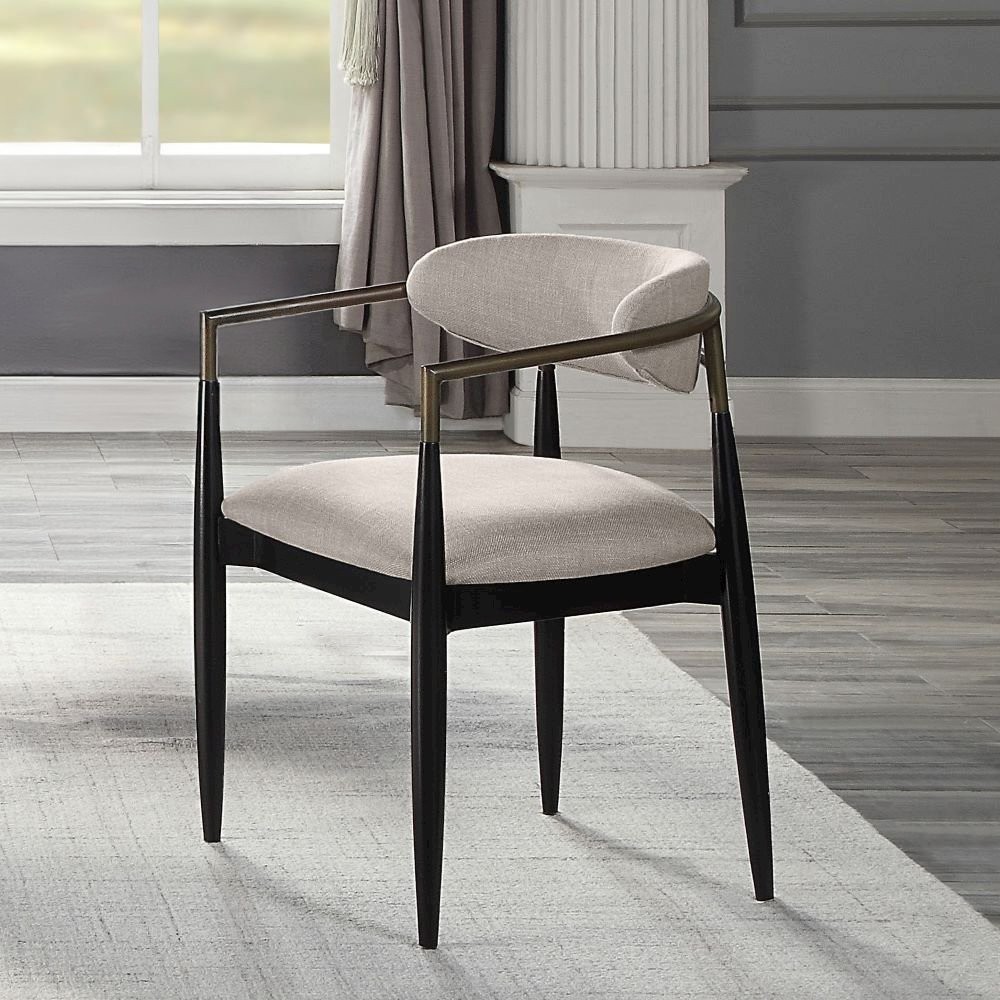 Jaramillo Arm Chair (Set-2) Beige Linen & Black