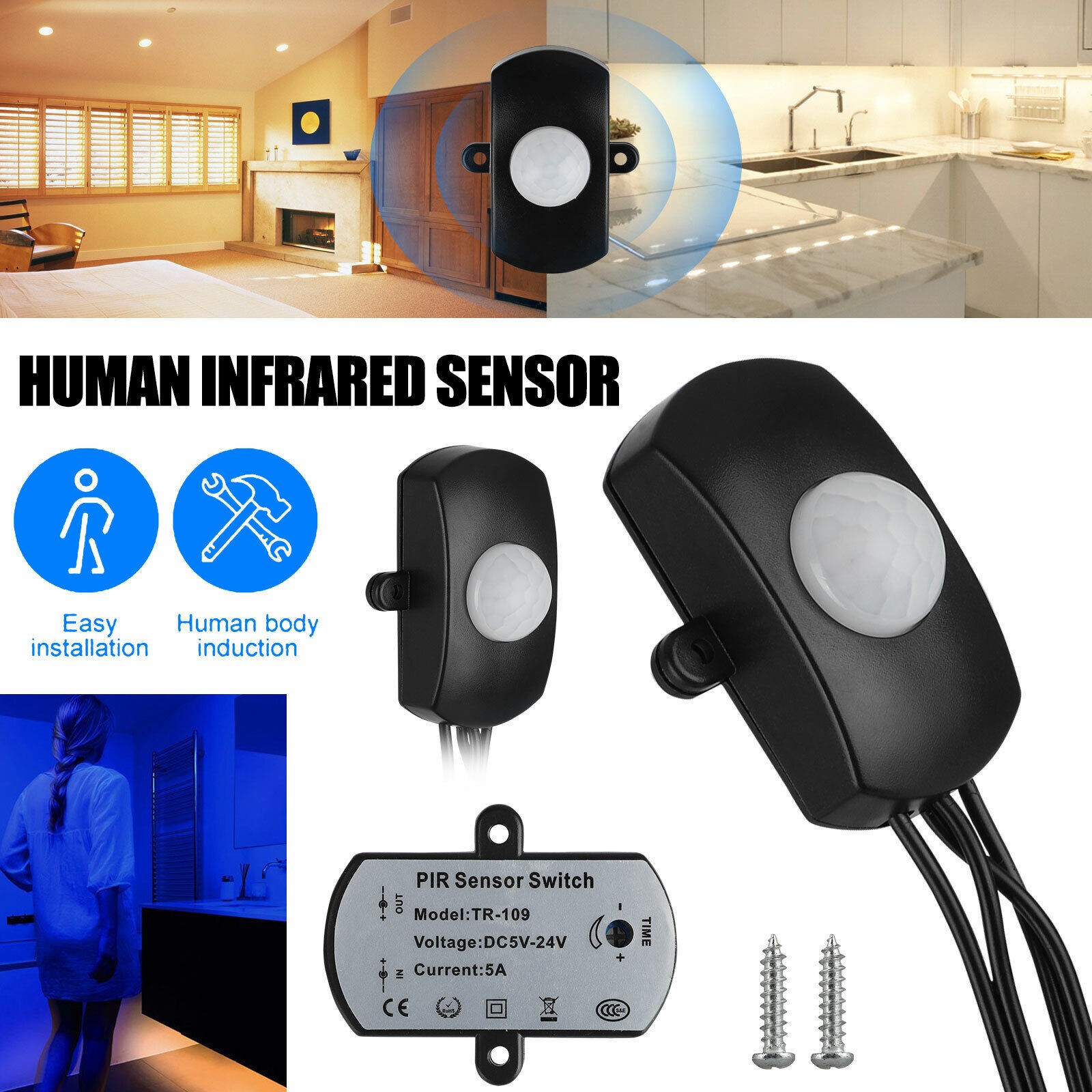 Universal USB Port Detector PIR Motion Sensor Switch For Led Light Strip aa