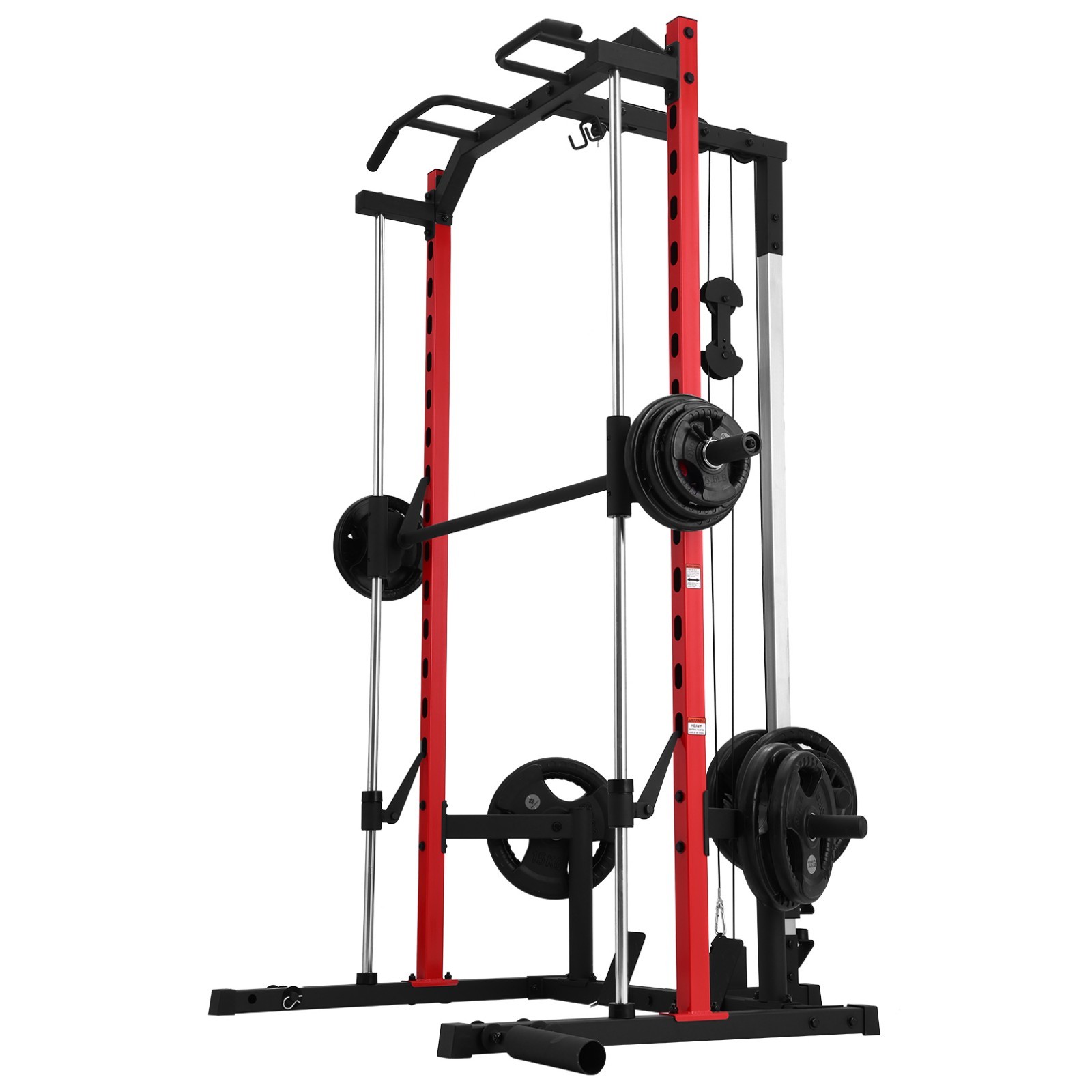 Smith Machine Squat Rack with Cable Crossover Machine Power Cage for Home & Gym