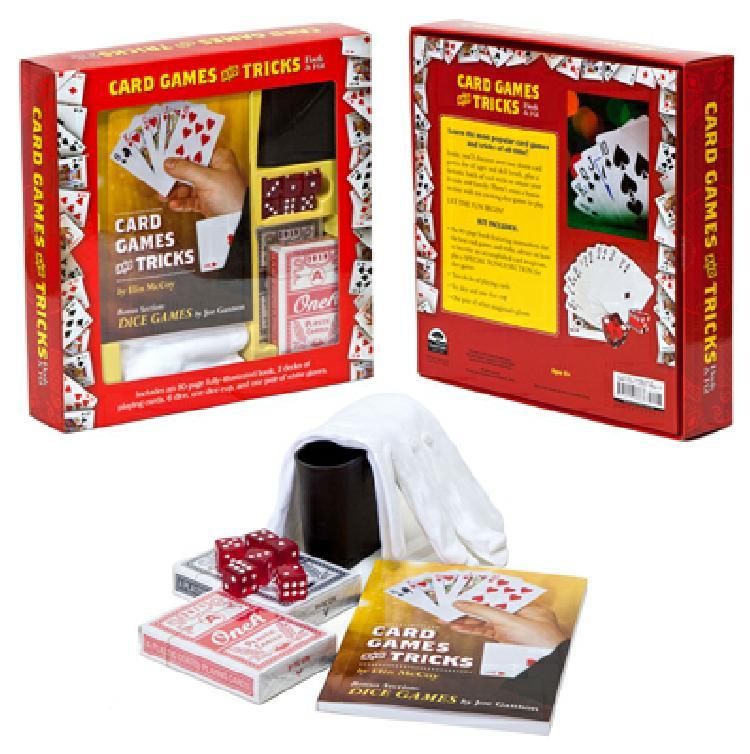 CARD and DICE GAMES AND TRICKS ~ BOOK & KIT Incl CARDS DICE BOOK & WHITE GLOVES