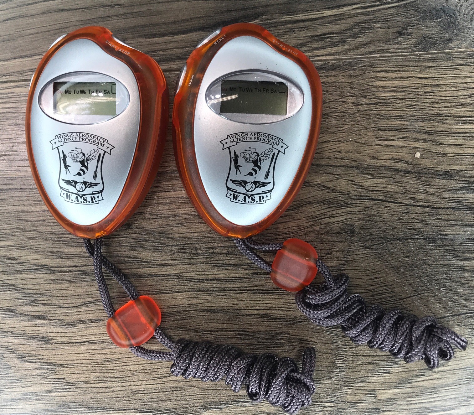 2 Translucent Stopwatchs Orange - Clock, Alarm, Stopwatch, Day Of Week 2 PACK