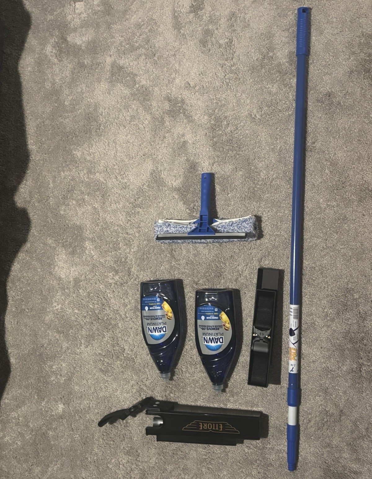 Ettore Window Squeegee Kit w/ Scrubber Sleeve + Belt, 54in Pole, Holster, Dawn