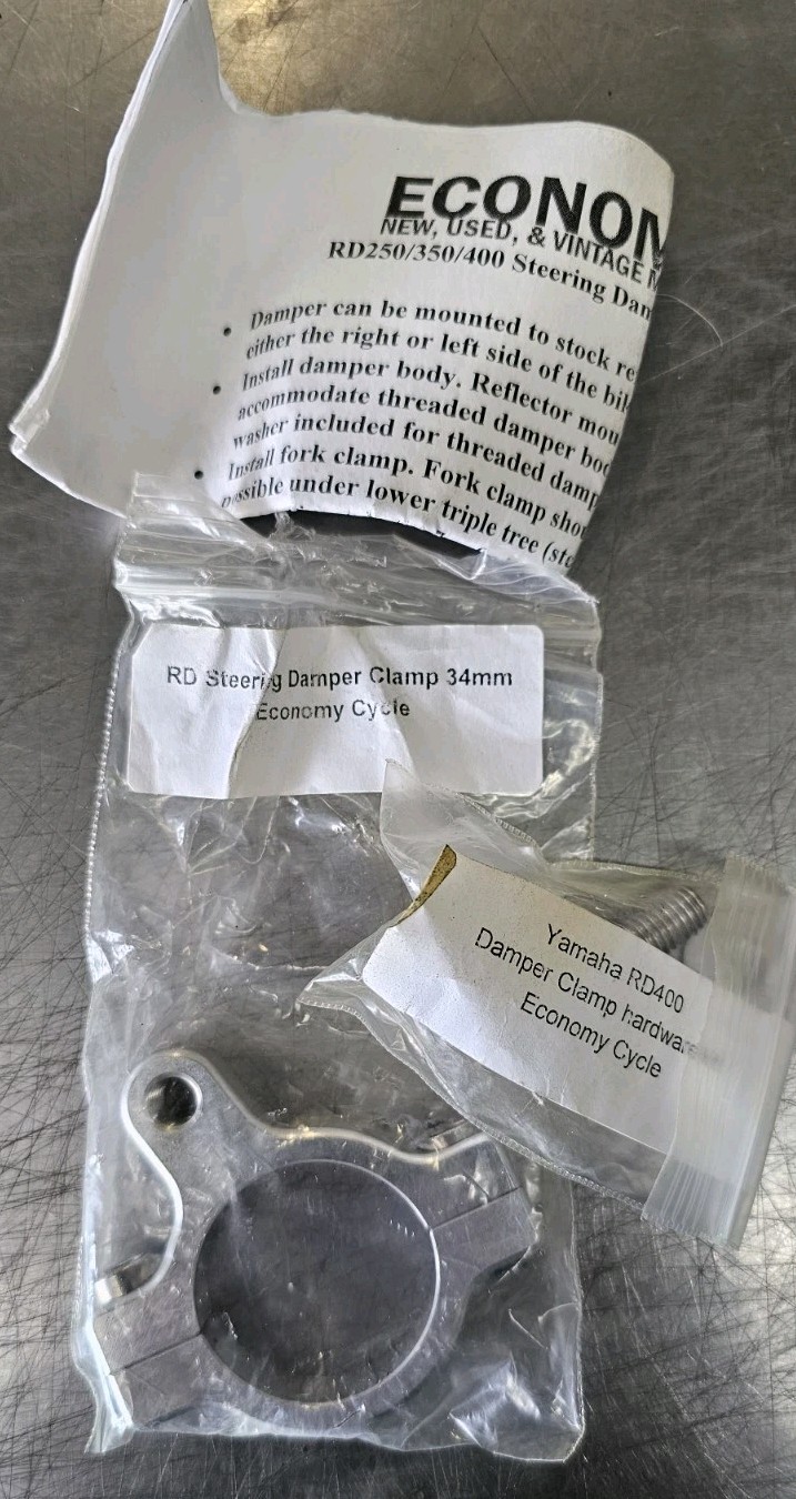Yamaha RD400 Steering Damper Mounting Clamp 34mm WITH HARDWARE