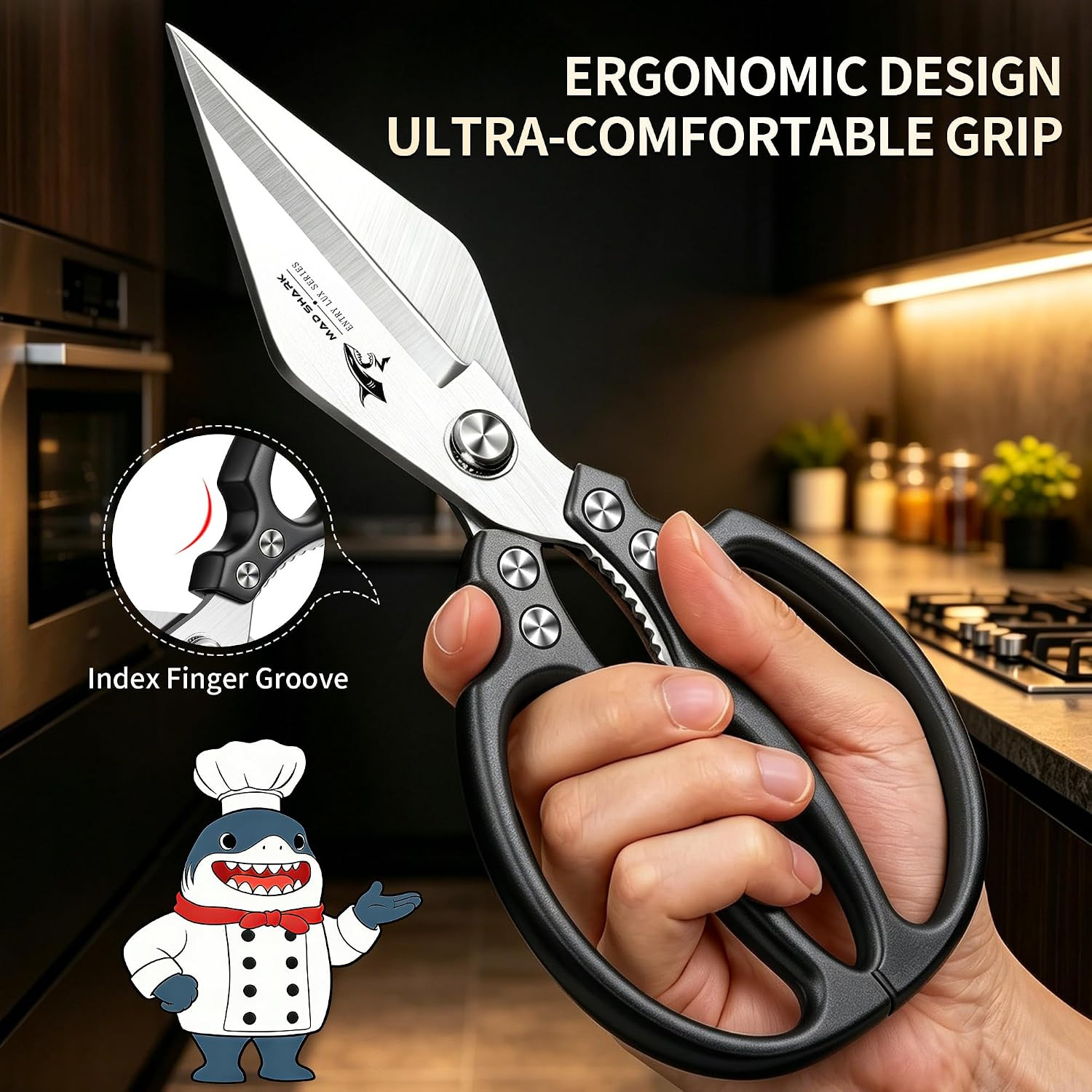Heavy Duty Kitchen Shears, Sharp All Purpose Kitchen Scissors | Dishwasher Safe