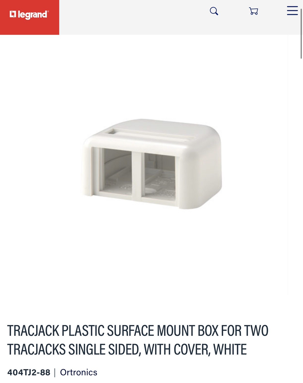 * Lot of 10* Legrand Ortronics White SURFACE MOUNT BOX  TRACJACK OR-404TJ2-88