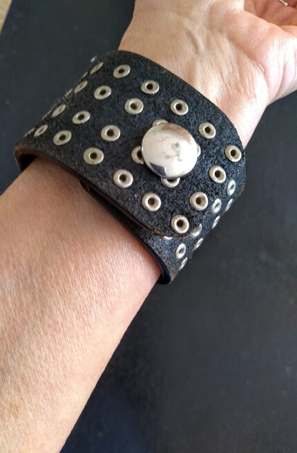 "POODLE" LEATHER CUFF BRACELET- Handmade/New