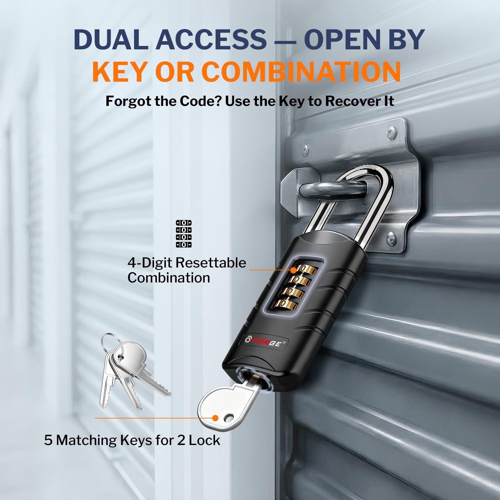 Forge 4-Digit Combination Padlock Backup Keys Recover Forgotten Code Waterproof