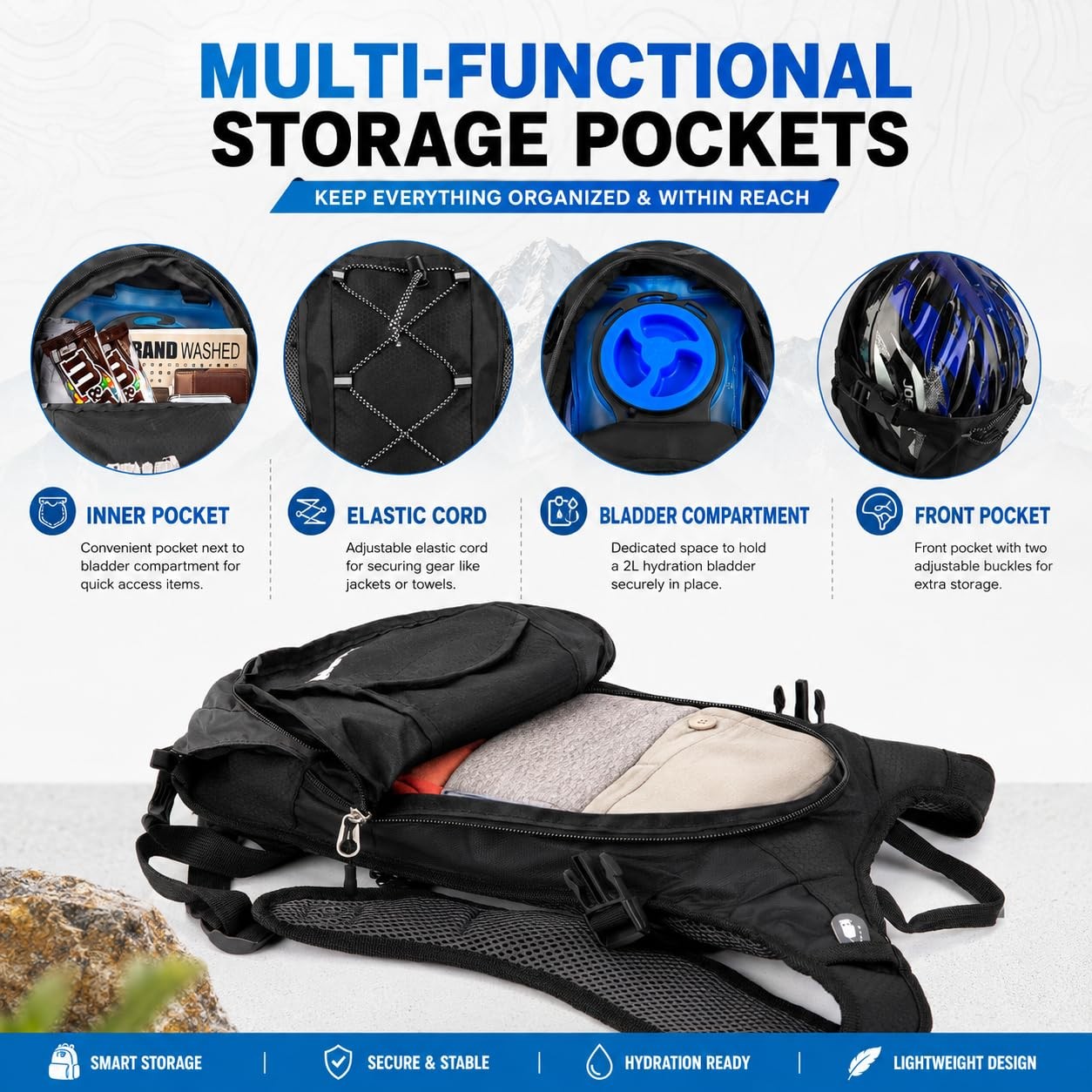 Hydration Backpack with 2L Hydration Bladder Water Backpack for Hiking Hydration