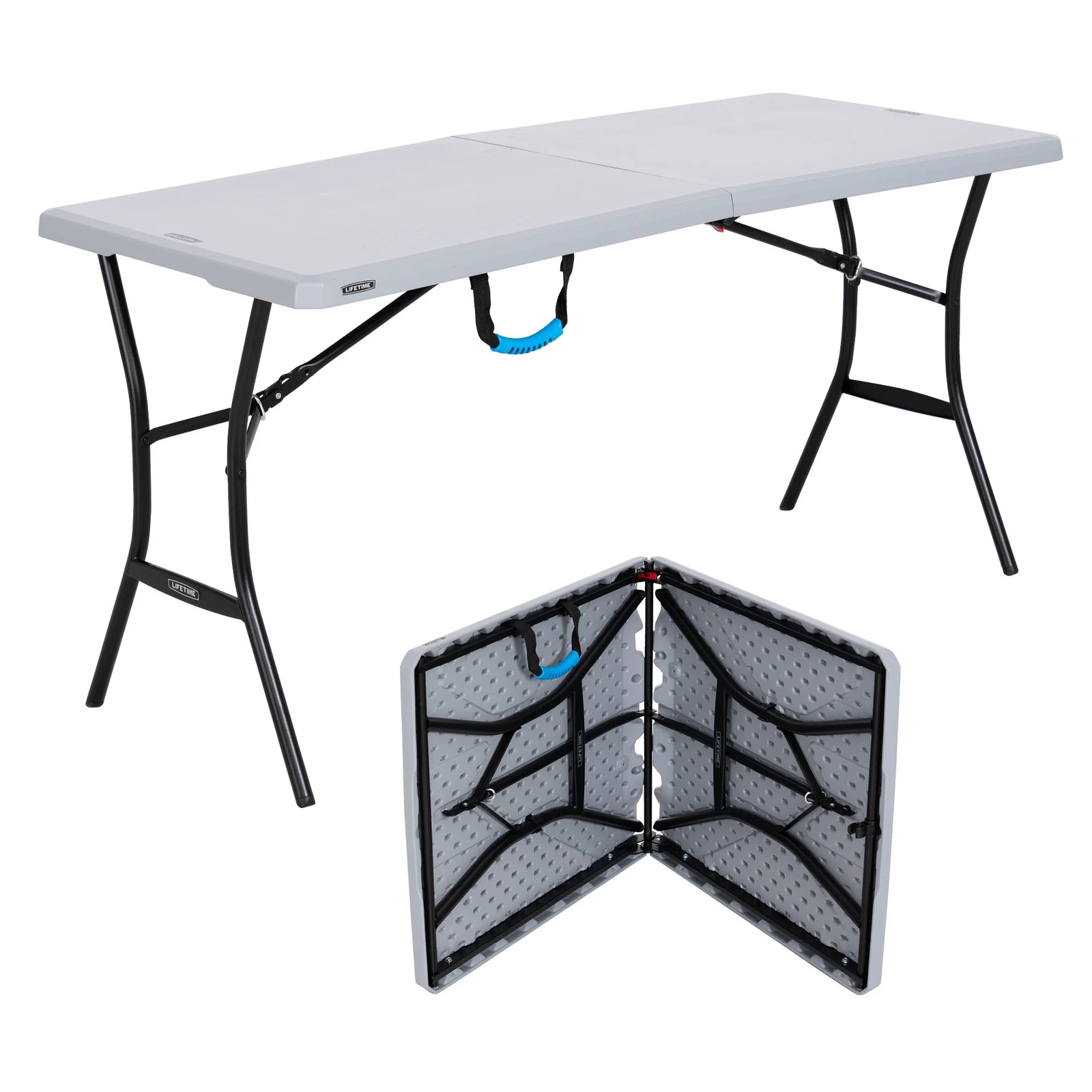 Lifetime 5 Ft Rectangle Fold-in-Half Portable Folding Table Collapsible White