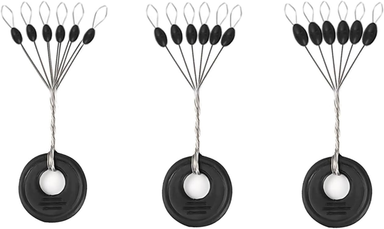 720 PCS Fishing Bobber Stopper Oval Floats Sinker Stops 6 in 1 Black Rubber Size