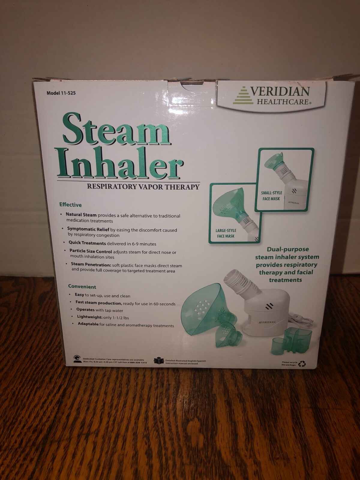 New Veridan Dual Purpose Steam Inhaler/Hotsteam Facial Model 11-525 NIB