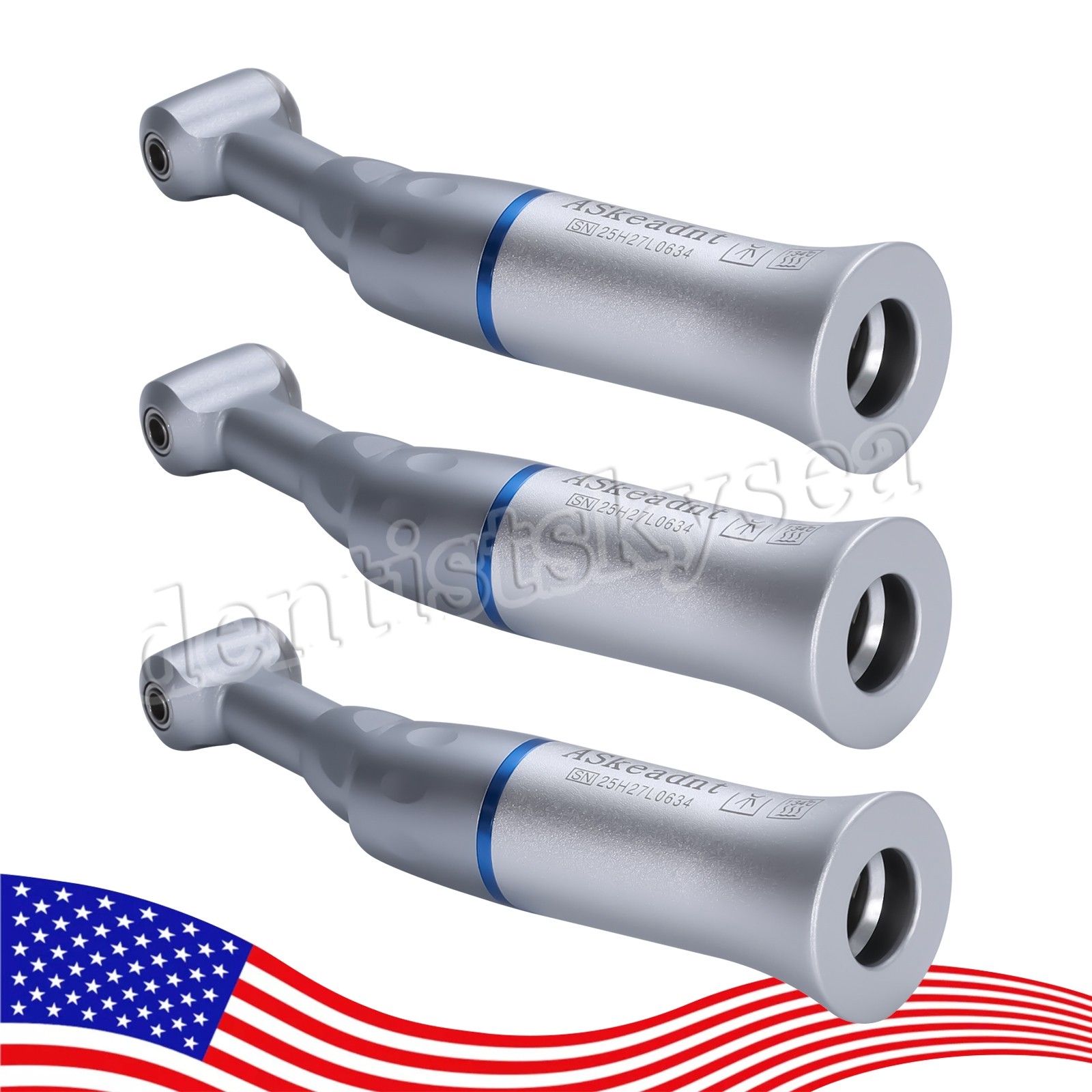 3Pcs Dental 1:1 Low Slow Speed Push Button Contra Angle Handpiece E-type AS