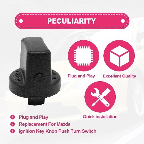 Ignition Key Knob Push Turn Switch & Insert Set Compatible with Lancer 2008-2017