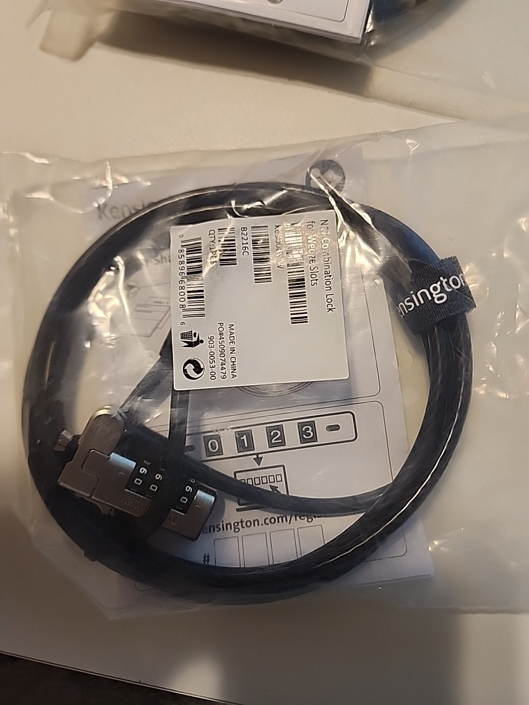 Kensington N17 Combination Laptop Lock For Wedge Slots K68008WW NEW