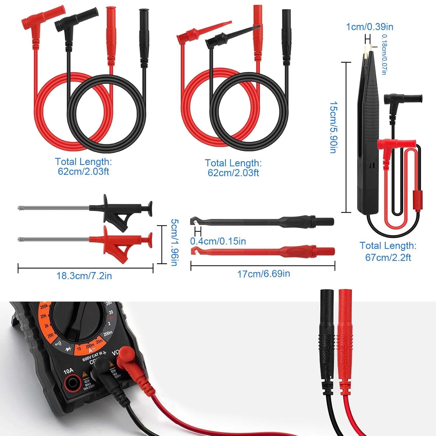 25PCS Silicone Multimeter Leads Kit: Replaceable Wire Piercing Probes, Hook...