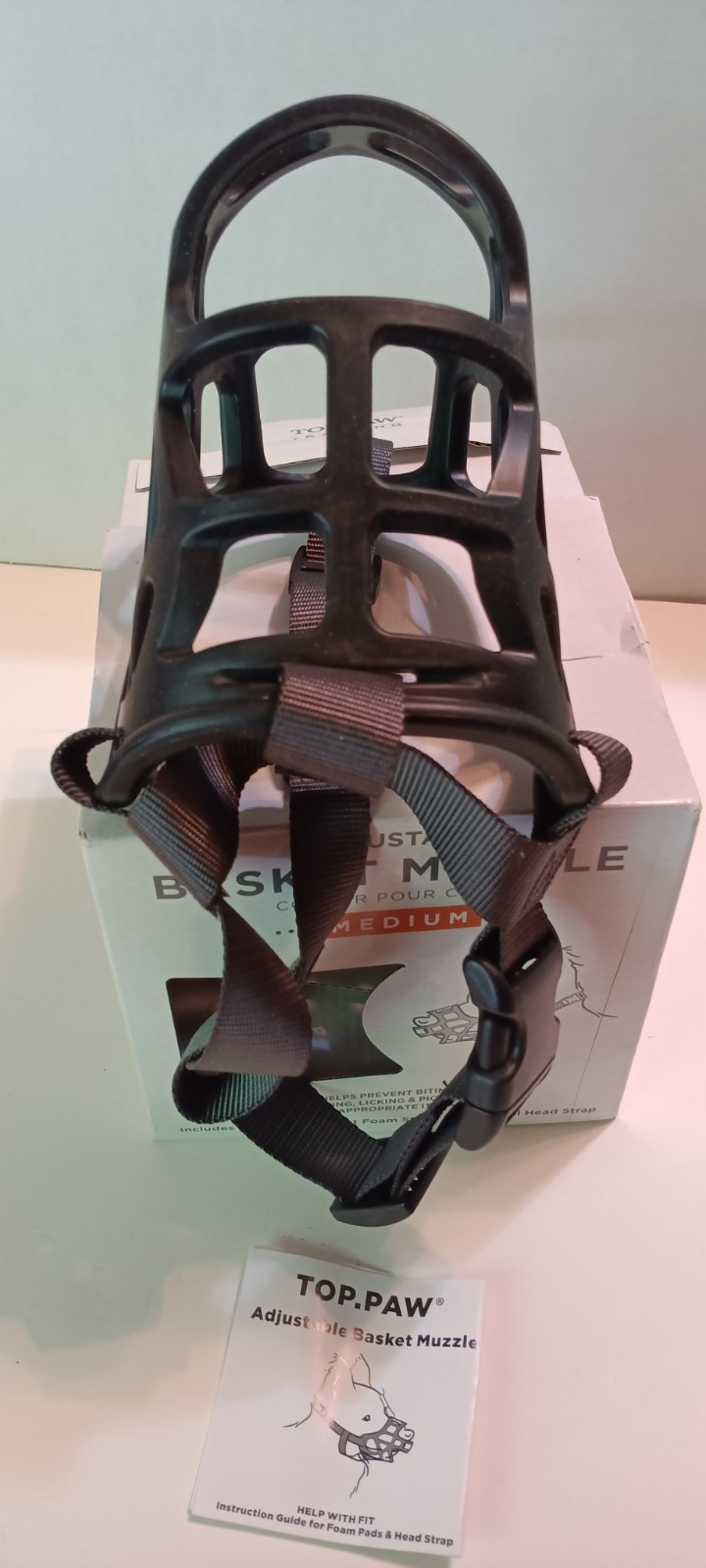 Dog Muzzle Size Medium Top Paw Adjustable Basket Muzzle New