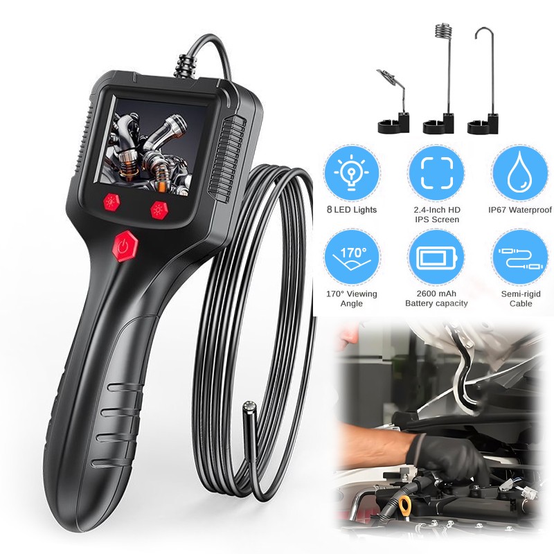 Handheld 2.4" Endoscope IP68 Waterproof Industrial Borescope Inspection Camera