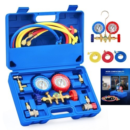 Professional 3-Way AC Manifold Gauge Set for R134a R12 R22 R502 for Automotive
