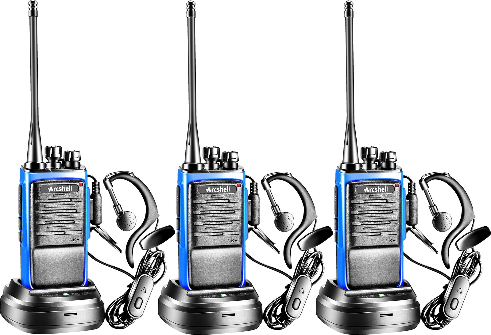 Arcshell Rechargeable Long Range Two-Way Radios with Earpiece Headsets 3 Pack...