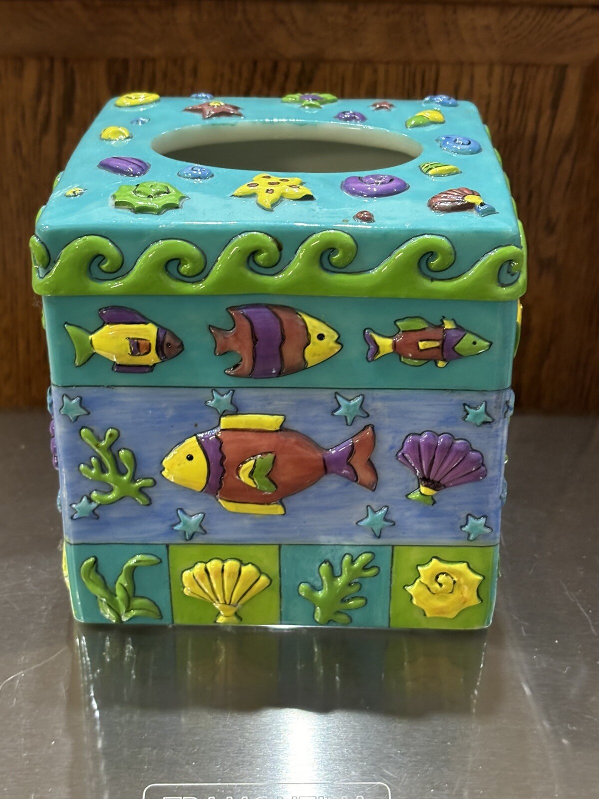 NWT RARE SUE ZIPKINS FISHY CRITTERS TISSUE BOX HOLDER