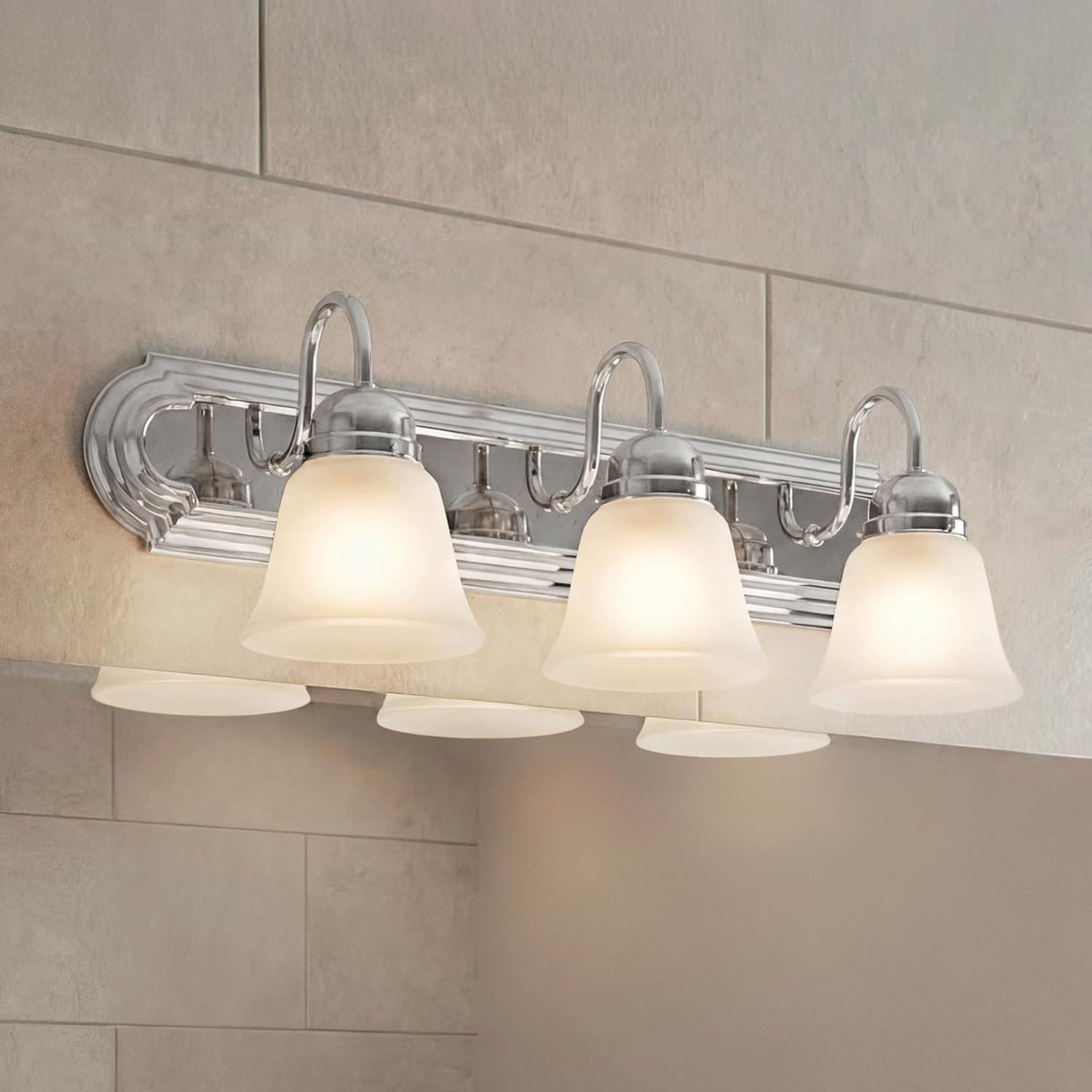 24" 3-Light Vanity Bath Light in Chrome, Modern Bathroom Light with Clear Satin