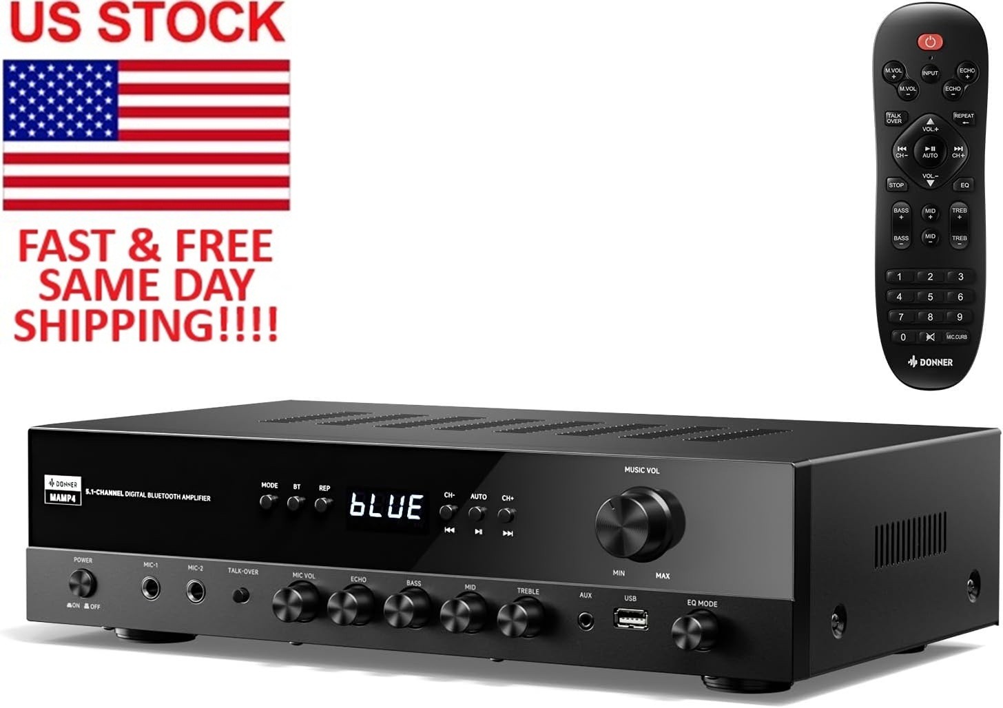 ✅ Donner MAMP4 Stereo Receivers 5.1 Channel Audio Amplifier Bluetooth 5.3 60W/4R