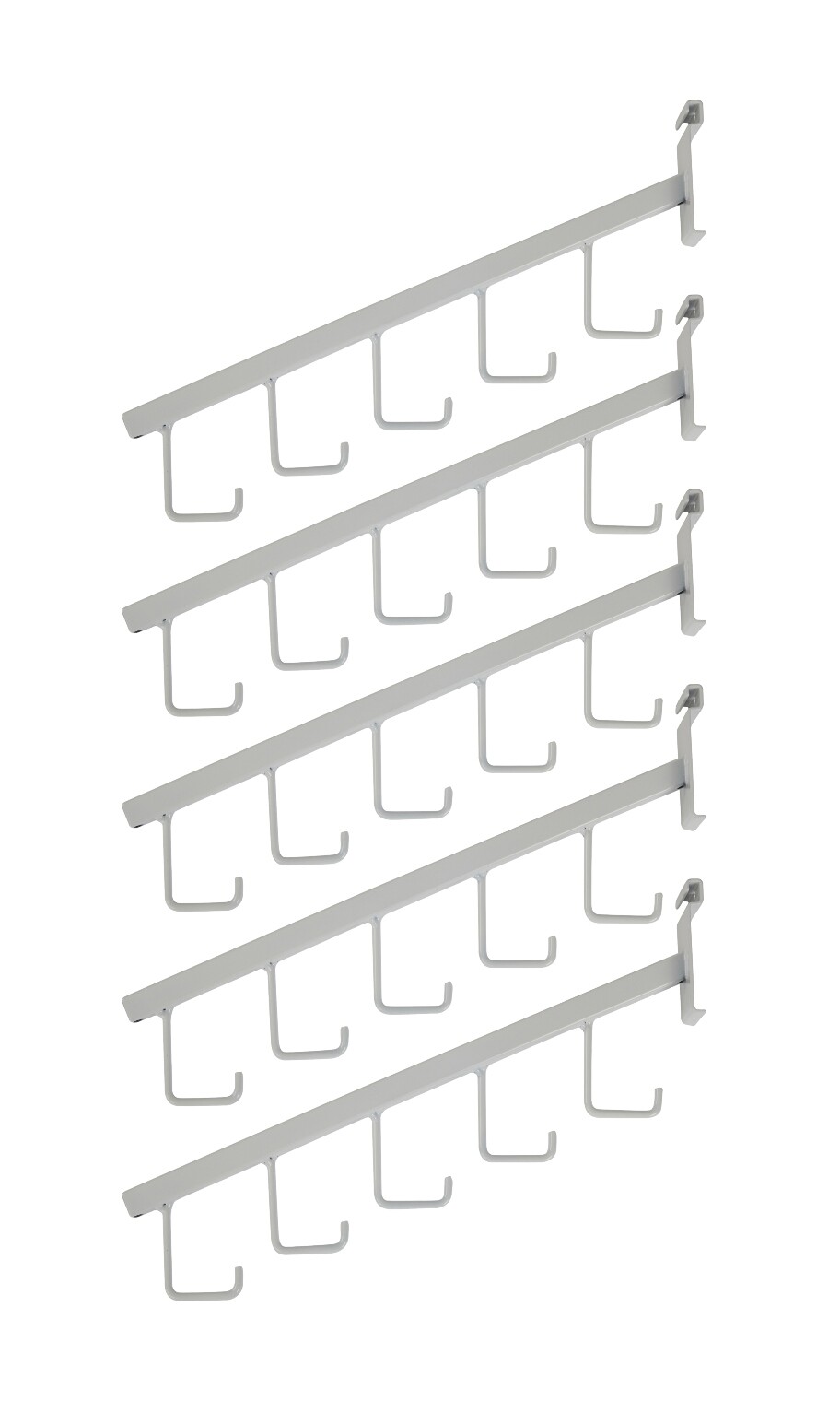 SSWBasics Pack of 5 White 5-J-Hook Waterfall Faceout Gridwall Hooks -