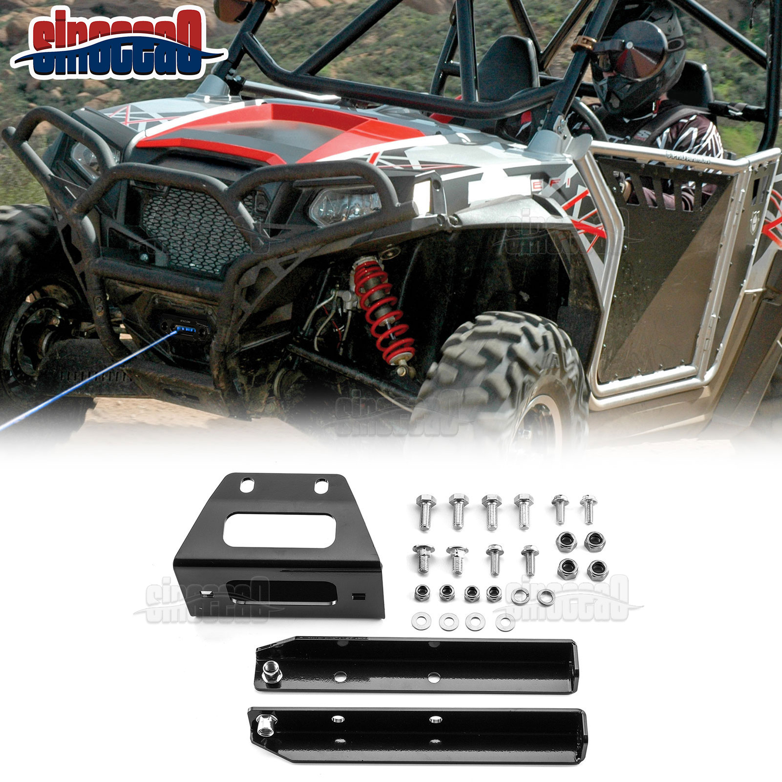 Heavy Duty Steel UTV Winch Mount Plate Kit For Polaris RZR 570/800 2008-2022