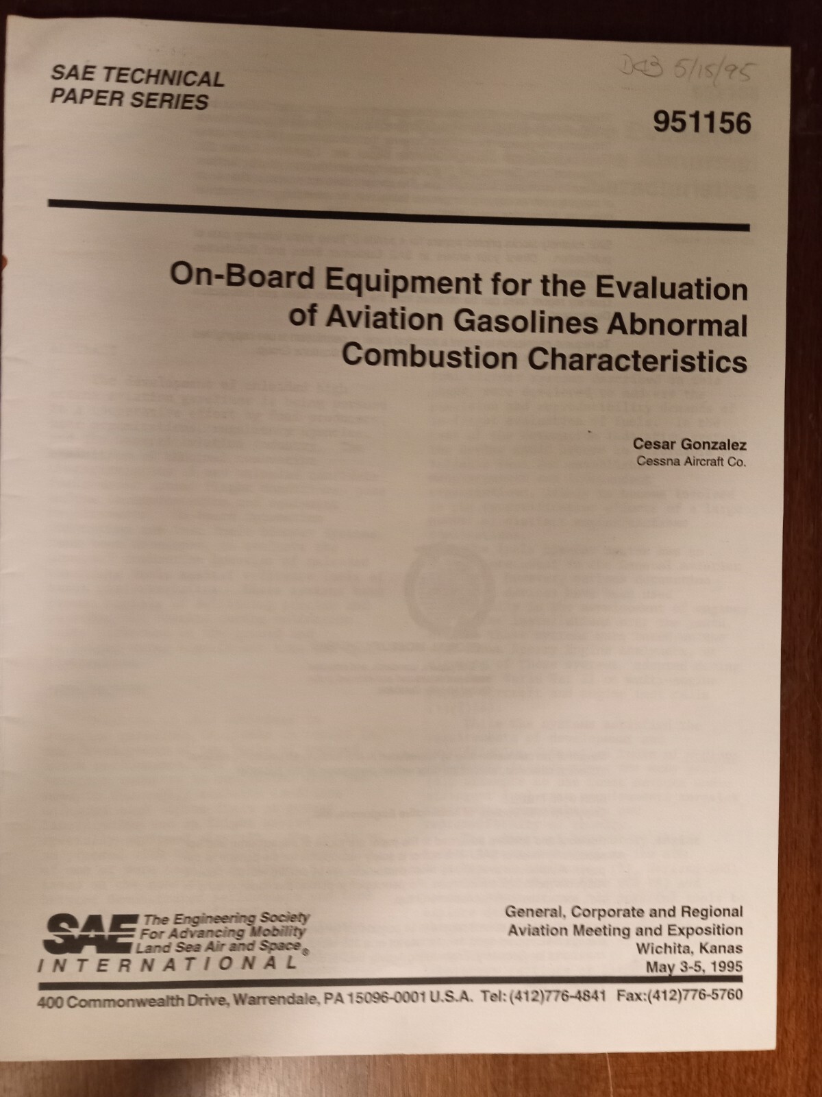Cessna technical paper Aviation Gasolines Abnormal Combustion Characteristics